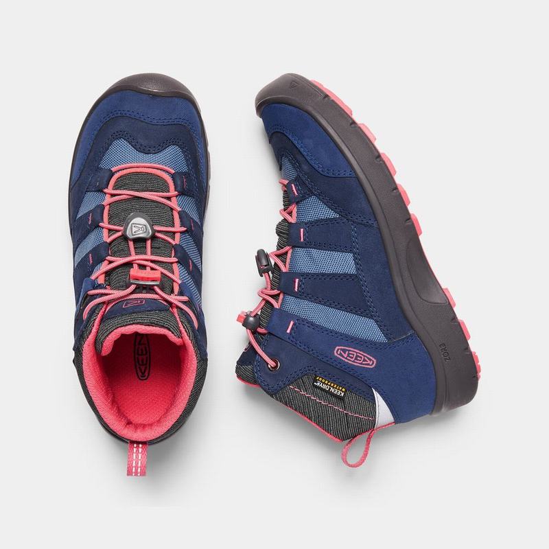 Keen ブーツ | キーンハイクポートウォータープルーフミッド トレッキング シューズ キッズ 青 / コーラル 色 | 076539-NQW